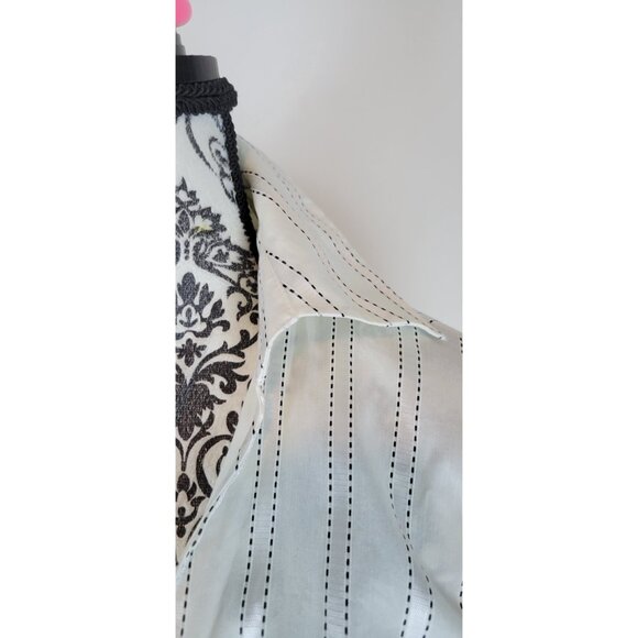 ANN TAYLOR LOFT TOP Top Womens SZ 8 Double-Breasted Button-Down Shirt Stripped W - Picture 3 of 10